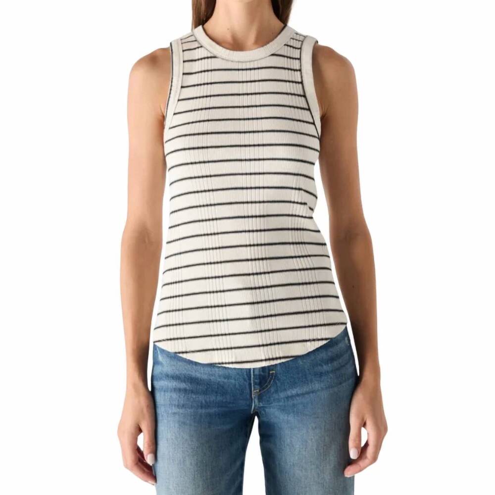NEW AMO vera striped tank in white